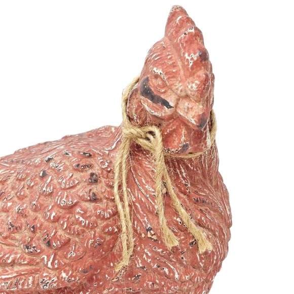 Figurine Chicken Rooster Red Distressed Ceramic Farmhouse Vintage Decor 8" Tall - Picture 2 of 9